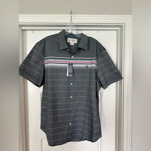 Original Penguin Men's Charcoal Striped Button Down Shirt